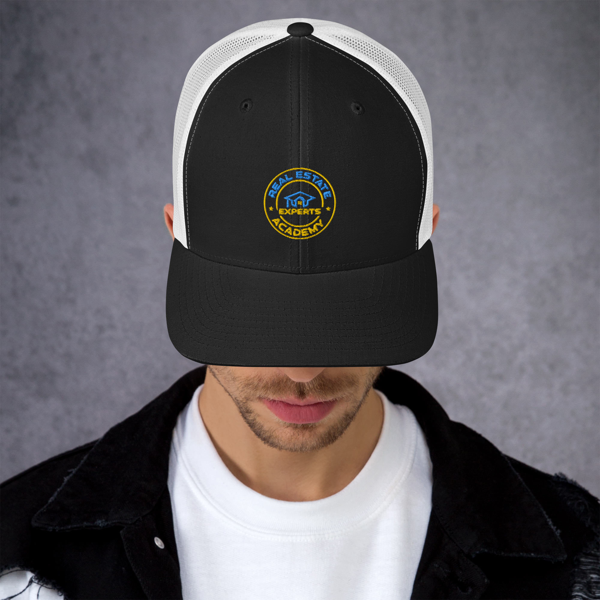 retro-trucker-hat-black-white-front-64375ac497efa.jpg - Experts Real Estate Academy EREA©️